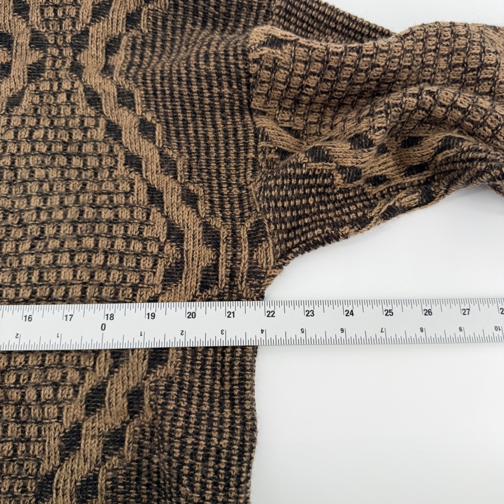 Limited Editions Expressions Geometric Knit Wool Blend Sweater Men L Brown Italy - Picture 4 of 7